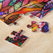 色数々のステンドグラススタイル馬14 ジグソーパズル (側面)