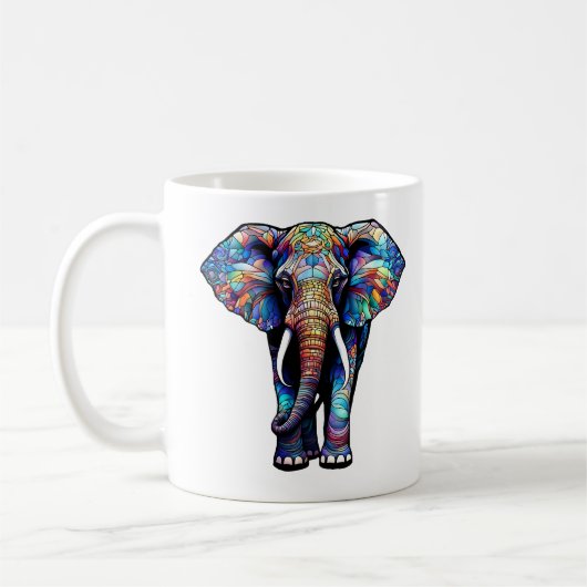 色数々のステンドグラスゾウ3 コーヒーマグカップ (左)
