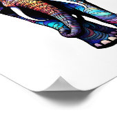 色数々のステンドグラスゾウ3 ポスター (角)