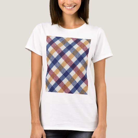 色数々のタータンチェック模様 Tシャツ (正面)