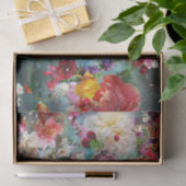 色数々のティール（緑がかった色）配合フローラ組織テープ 薄葉紙 (ギフト)