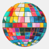 色数々のディスコ球 ラウンドシール (正面)