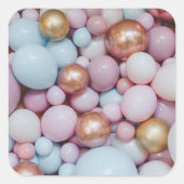 色数々のハッピーバースデー球 スクエアシール (正面)