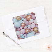 色数々のハッピーバースデー球 スクエアシール (封筒)