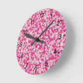 色数々のハート紙吹雪2 ラウンド壁時計 (傾斜)