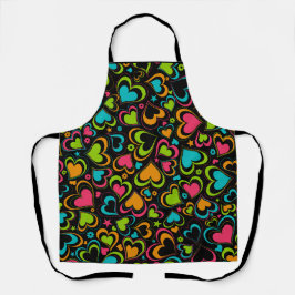 色数々のハート エプロン