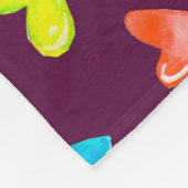 色数々のハート：水彩紫色パターン。 フリースブランケット (角)