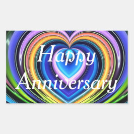 色数々のハート 長方形シール