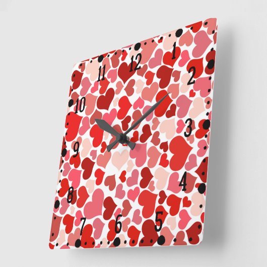色数々のハートPattern-20367 スクエア壁時計 (傾斜)