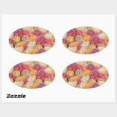 色数々のバラ封筒用シール 楕円形シール (シート)