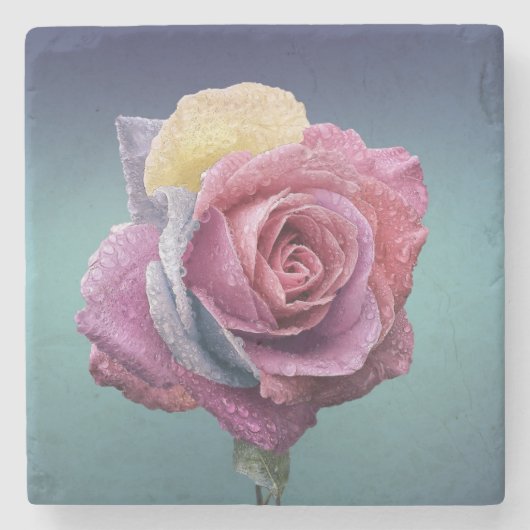 色数々のバラ ストーンコースター (正面)