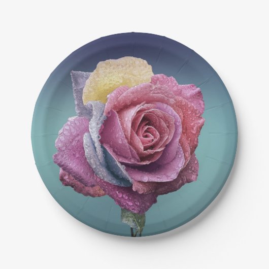 色数々のバラ ペーパープレート (正面)
