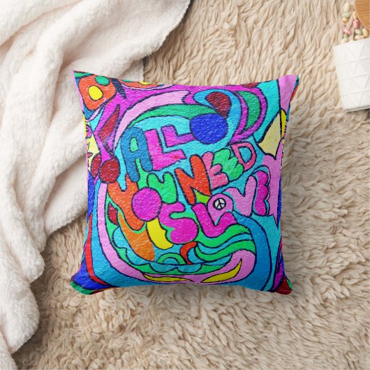 色数々のヒッピースタイルラブピロー クッション (ブランケット)