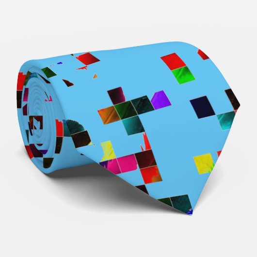 色数々のピクセル淡青色ボ10代のイ ネクタイ (ロール)