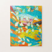 色数々のフローラアクリル絵画抽象芸術背面 ジグソーパズル (縦)