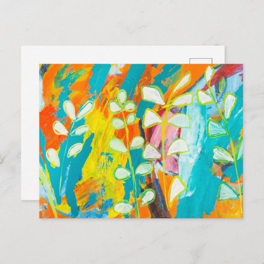 色数々のフローラアクリル絵画抽象芸術背面 ポストカード (正面/裏面)
