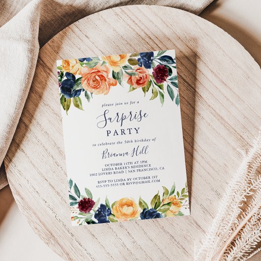 色数々のフローラエレガントサプライズパーティー 招待状