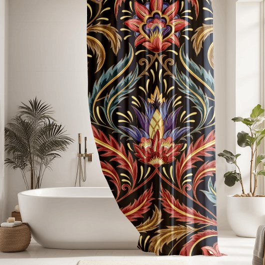 色数々のフローラダマスクシャワーカーテン シャワーカーテン