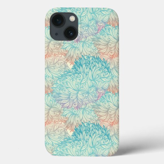色数々のフローラドードルパターン Case-Mate iPhoneケース (裏面)