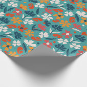 色数々のフローラ開花 – 青 ラッピングペーパー (角)