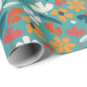 色数々のフローラ開花 – 青 ラッピングペーパー (ロールコーナー)