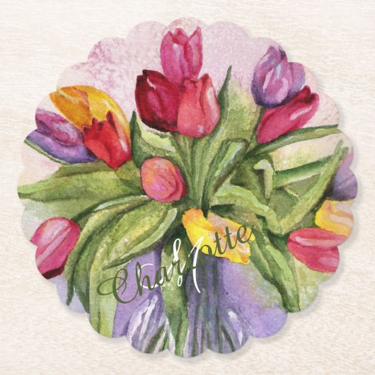 色数々のフローラ ペーパーコースター (正面)