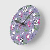 色数々のベリシンプルー模様レトロ60年代 ラウンド壁時計 (傾斜)