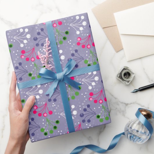 色数々のベリシンプルー模様レトロ60年代 ラッピングペーパー (ギフト)