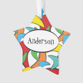 色数々のレトロブーメランパターン オーナメント (正面)