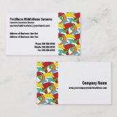 色数々のレトロブーメランパターン 名刺 (正面/裏面)