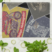 色数々のレトロ車 キッチンタオル (折り畳み)