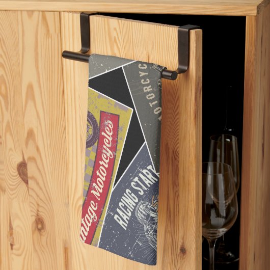 色数々のレトロ車 キッチンタオル (三つ折り)