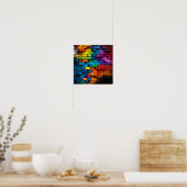 色数々のレンガの壁絵画の ポスター (キッチン)