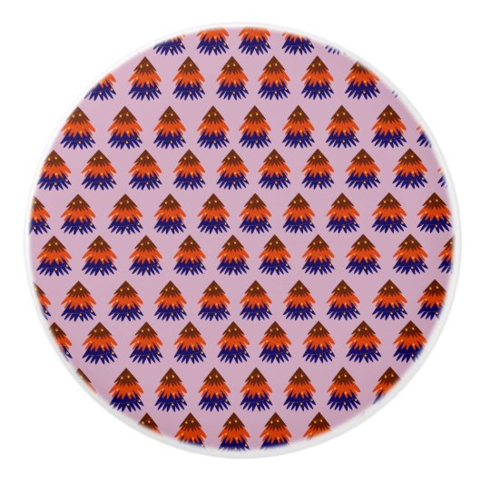 色数々の付きクリスマスツリー – セラミックノブ (正面)