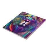 色数々の付きデジタモダンルアート威厳のあるライオン タイル (側面)