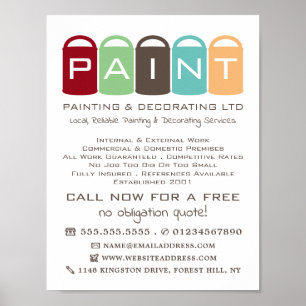 色数々の付きバ絵を描ケケット、画家&デコレータ ポスター