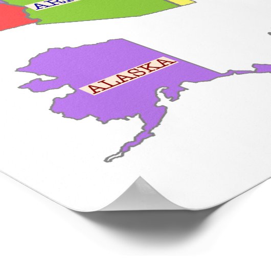 色数々の付き州の地統一された図 ポスター (角)