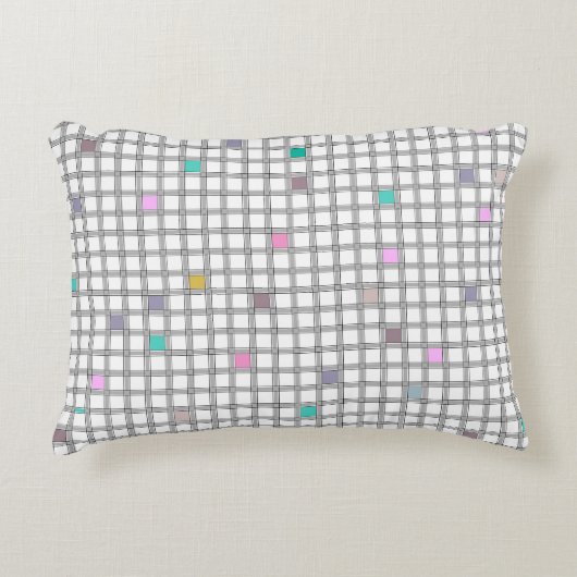 色数々の付き幾何市松模様に調形 アクセントクッション (正面)