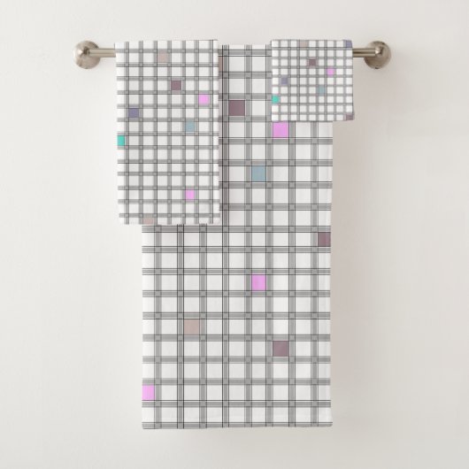 色数々の付き幾何市松模様に調形 バスタオルセット (インサイチュ)