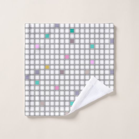 色数々の付き幾何市松模様に調形 バスタオルセット (ウォッシュタオル)