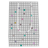 色数々の付き幾何市松模様に調形 ミディアムペーパーバッグ (裏面)