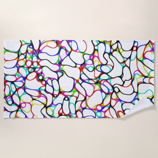 色数々の付き曲線パターン ビーチタオル (正面)