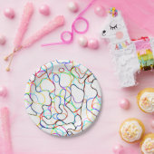 色数々の付き曲線パターン ペーパープレート (パーティー)