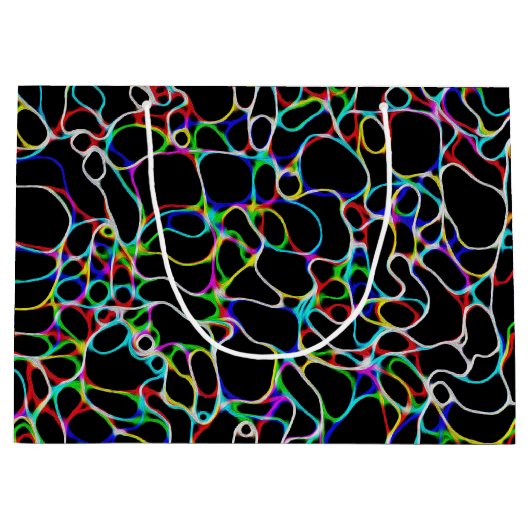 色数々の付き曲線パターン ラージペーパーバッグ (正面)