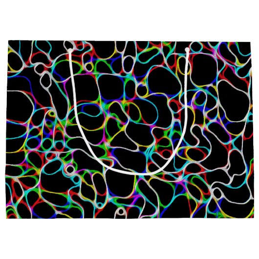 色数々の付き曲線パターン ラージペーパーバッグ (裏面)