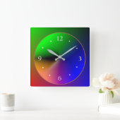 色数々の付き照明デザインカラフル>壁ブロック スクエア壁時計 (ホーム)