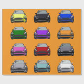 色数々の付き電気自動車SUVカーオレンジ ラッピングペーパー (フラット)