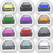 色数々の付き電気自動車SUVカースケッチ シール (正面)