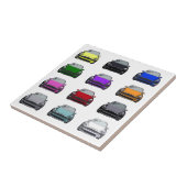 色数々の付き電気自動車SUVカースケッチ タイル (側面)