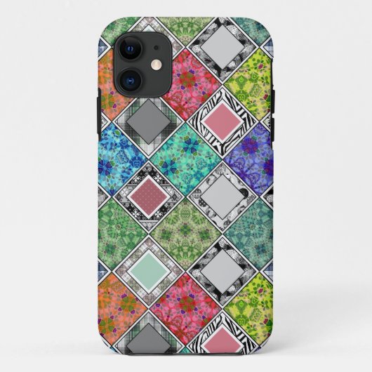 色数々の付き,素朴な,パッチワーク,パッチ Case-Mate iPhoneケース (裏面)